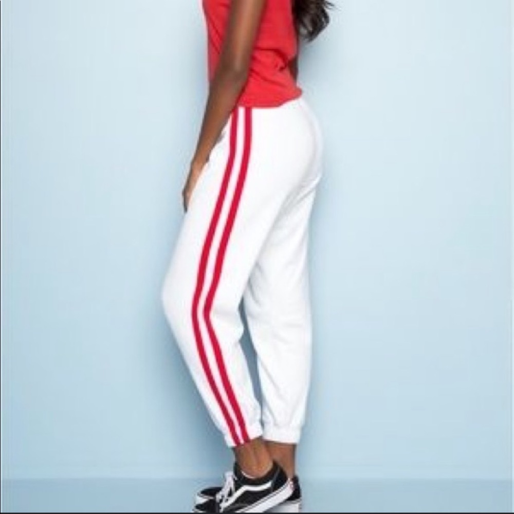 Brandy Melville Rosa Sweatpants in White and Red